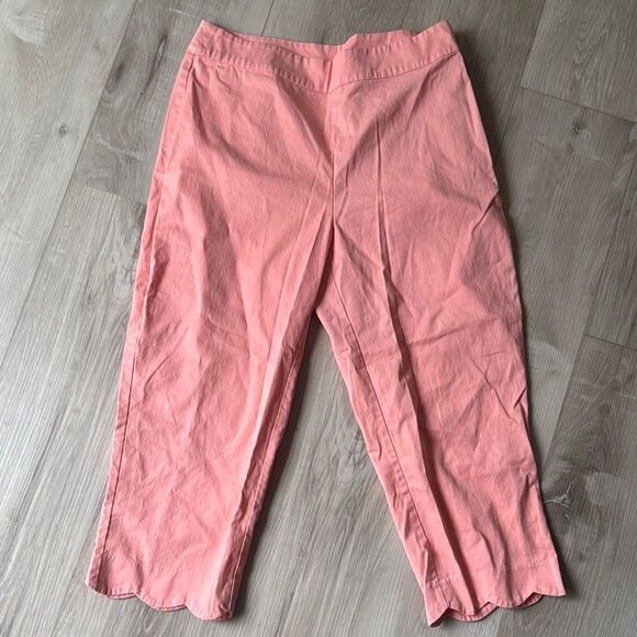 Kim Rogers Scalloped Coral Capri Pants, Cropped Size 8 - Picture 1 of 4